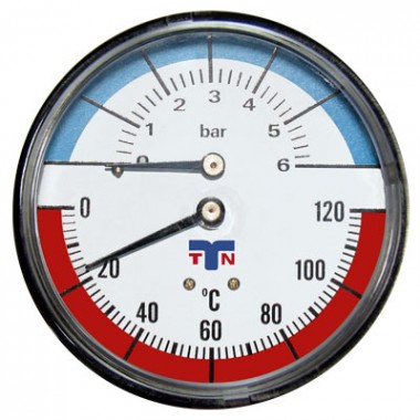 Термоманометр 0-120C 0-6 бар D80 мм (TGA003)