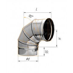 Колено одностенное 90' 4-х секционное ( 430/0.5 мм ) D 180 (нерж.)